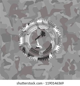 desk lamp icon on grey camo pattern