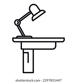 Vector de contorno de icono de la lámpara de escritorio. Oficinas. Equipo de trabajo