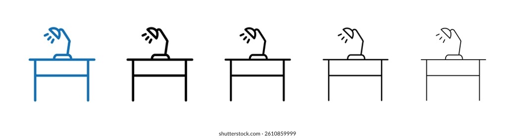 Desk with lamp icon Outline vector logo for web ui