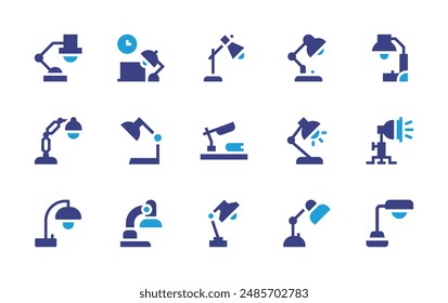 Desk lamp icon set. Duotone color. Vector illustration. Containing desk lamp, table lamp, lamp, work.