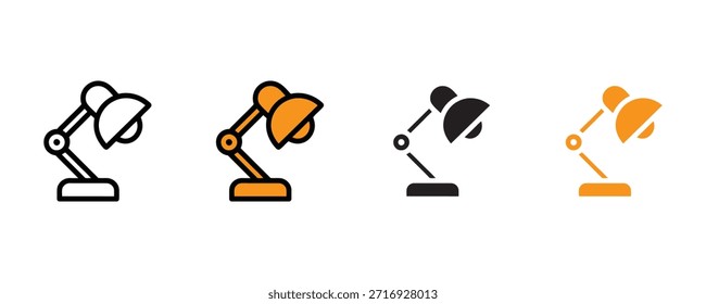 Icono de la lámpara de escritorio fijado Vector sobre fondo blanco. Ilustración vectorial, símbolo de la lámpara de mesa.
