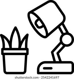 Icono de la lámpara de escritorio. Icono de la lámpara de mesa
