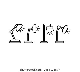 desk lamp icon vector design simple line black white illustration collections set 