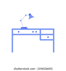 Escritorio con icono de lámpara. Ilustración del vector