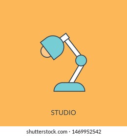 Desk lamp icon vector. Outline light. Line table lamp symbol.