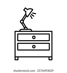 Desk with lamp icon vector outline logo sign
