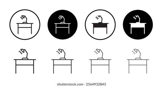 Desk with lamp icon web design in vector