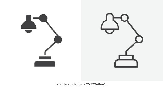 Desk lamp icons. flat and line style set