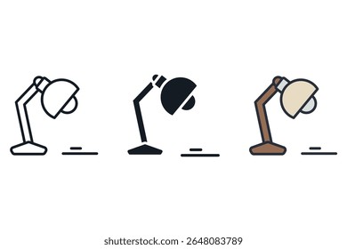desk lamp icons isolated on White Background. Flat style design