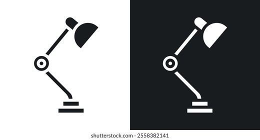 Desk lamp icons in solid black and white colors