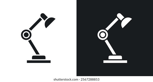 Desk lamp icons in solid black and white colors