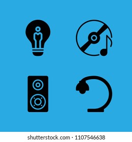 desk lamp, idea, compact disc and speaker icons vector in sample icon set for web and graphic design
