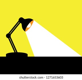 desk lamp illuminates its light down vector illustration in simple flat design style