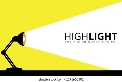 desk lamp illuminates its light to the wall vector illustration design, creates space for text