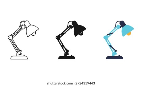 Ilustração de lâmpada de mesa definido em estilo diferente
