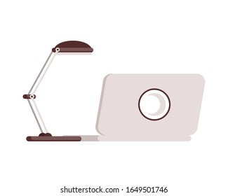 desk lamp with laptop computer device vector illustration design