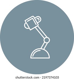 Imagen vectorial del icono circular de la línea de la lámpara de escritorio. También se puede usar para aplicaciones web, aplicaciones móviles y medios impresos.