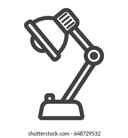 Desk lamp line icon, bulb and light, vector graphics, a linear pattern on a white background, eps 10.