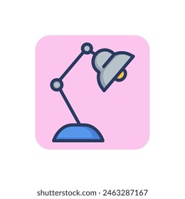 Desk lamp line icon. Equipment, illumination, adjustable outline sign. Home interior, furniture, light concept. Vector illustration, symbol element for web design and apps