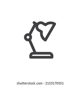 Icono de la línea de la lámpara de escritorio. signo de estilo lineal para concepto móvil y diseño web. Icono vectorial del contorno de la lámpara de Office. Símbolo, ilustración del logotipo. Gráficos vectoriales