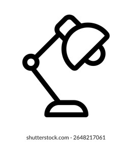Icono de línea de lámpara de escritorio. Símbolo de Vector simple utilizado para la escuela, viajes o temas de educación. Diseño lineal limpio, diseño de trazo fino, aislado en blanco.