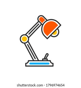 Desk lamp line icon. Vector color icon.