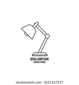Lâmpada de mesa Estilo de linha Vetor Ícone preto com plano de fundo branco Design Ilustração