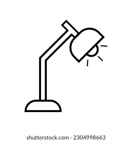 Desk Lamp Lineal Icon Symbol Vector. Black Outline Desk Lamp Icon