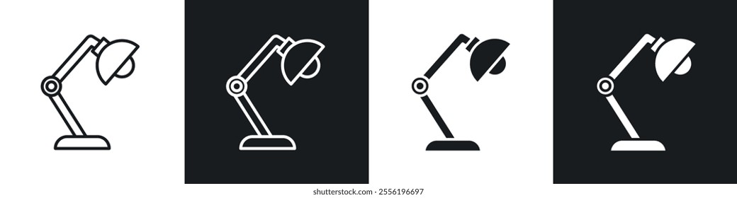 Desk lamp linear icon set for app, and web design.