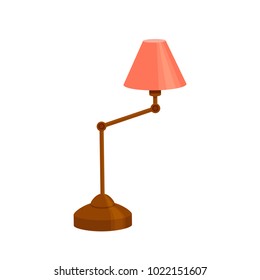 Desk lamp modern cartoon colorful vector illustration. Table bulb office workplace design element in flat style isolated on white background. The flow of light. Icon for business and education.
