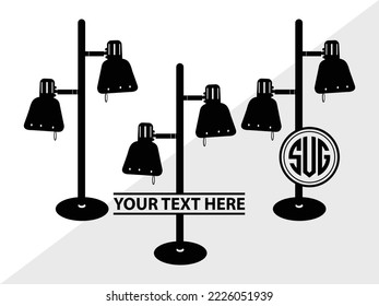 Desk Lamp Monogram Printable Vector Illustration