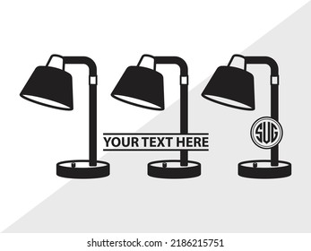 Desk Lamp Monogram SVG Printable Vector Illustration