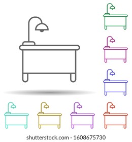 desk with lamp multi color style icon. Simple thin line, outline vector of furniture icons for ui and ux, website or mobile application