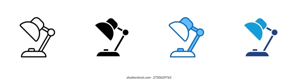 Vector de diseño de icono de estilo múltiple - Lámpara de escritorio ajustable para trabajar, estudiar o leer en una superficie de mesa