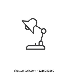 Desk lamp outline icon. linear style sign for mobile concept and web design. Table lamp simple line vector icon. Symbol, logo illustration. Pixel perfect vector graphics
