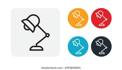 Icono de contorno de lámpara de escritorio para Web y móvil