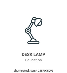 Desk lamp outline vector icon. Thin line black desk lamp icon, flat vector simple element illustration from editable education concept isolated on white background