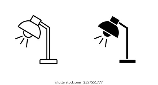 Desk lamp outlined and solid icon vector collection.