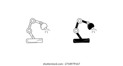 Icono de conjunto de lámpara de escritorio con fondo blanco Vector Ilustración de stock