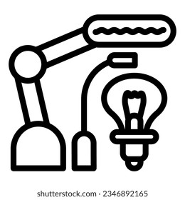 Desk lamp set line icon, smart home technology symbol, electric home lightning equipment vector sign on white background, Lamps silhouette in outline web design. Vector graphics.