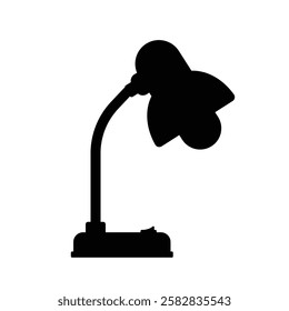 Desk Lamp Silhouette. Black and White Icon Design Elements on Isolated White Background