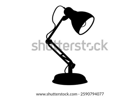 Desk Lamp Silhouette Clipart Bundle, Standing Lamp Silhouette Vector Set