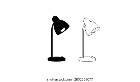Desk lamp silhouettes on a white background silhouette