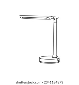 Lámpara de escritorio o aislamiento de lámpara de mesa. Línea Doodle Black en la ilustración del vector de fondo blanco.