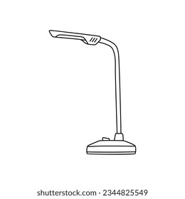 Desk lamp or table lamp isolate. Doodle Black line on white background vector illustration.