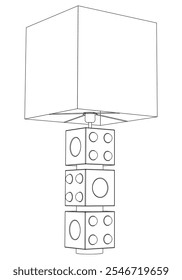 Lámpara de escritorio o lámpara de mesa aislada. Doodle línea negra sobre fondo blanco Ilustración vectorial