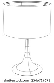 Lámpara de escritorio o lámpara de mesa aislada. Doodle línea negra sobre fondo blanco Ilustración vectorial