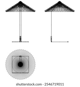 Lámpara de escritorio o lámpara de mesa Vector. Vistas frontal, lateral y superior para colorear o diseñar