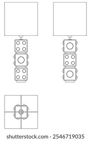 Lámpara de escritorio o lámpara de mesa Vector. Vistas frontal, lateral y superior para colorear o diseñar