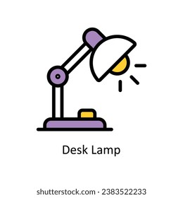 Ilustración de diseño de contorno relleno de la lámpara de escritorio. Símbolo del archivo EPS 10 de fondo blanco